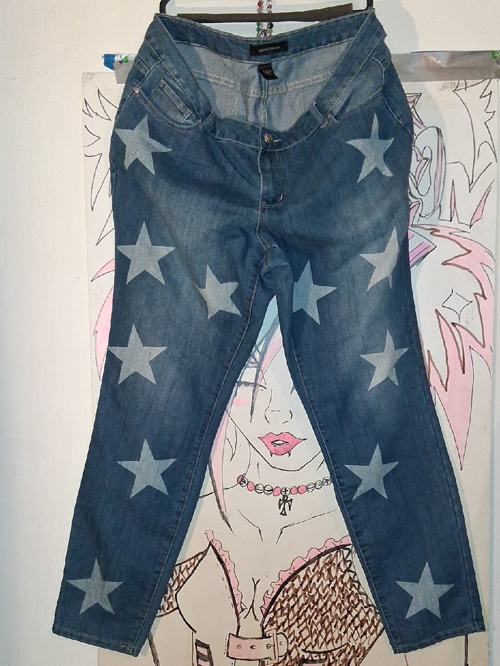 Ashley Stewart Blue Star-Print Ankle Jeans